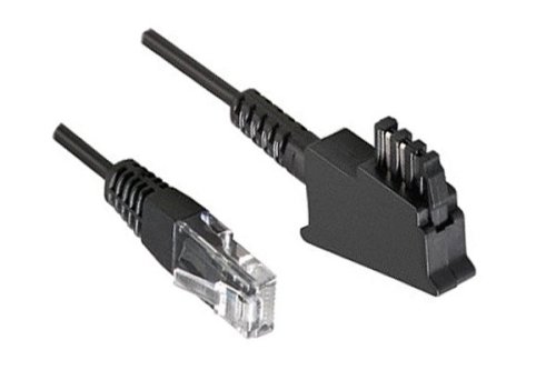DINIC csatlakozókábel DSL / VDSL routerhez, 2 pólusú (8P2C) 4 és 5 tűs, fekete, DINIC polizsák, hossza 10.00m