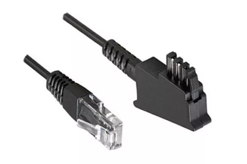 DINIC connection cable for DSL / VDSL router, 2-pin assigned (8P2C) pin 4 and 5, black, DINIC polybag, length 3.00m