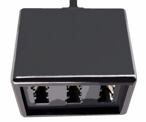 Διανομέας TAE 3x υποδοχή TAE N/F/F σε βύσμα RJ11/RJ45 (6P4C), μαύρο, κουτί DINIC με οπή Euro, μήκος 0,20m