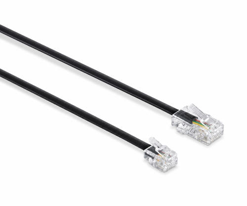 DINIC DSL Modular-/ Westernkabel RJ11 8P4C Stecker auf RJ45 6P4C Stecker, schwarz, Länge 3,00m, DINIC Box