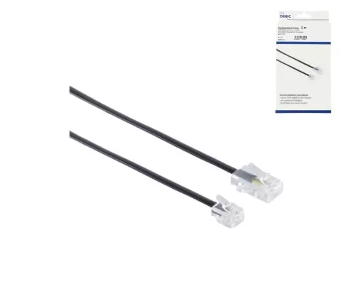 Modulárny/západný kábel DINIC DSL RJ11 8P4C na RJ45 6P4C, čierny, dĺžka 3,00 m, DINIC Box