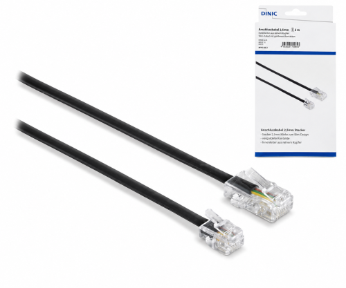 DINIC DSL Modular-/ Westernkabel RJ11 8P4C Stecker auf RJ45 6P4C Stecker, schwarz, Länge 6,00m, DINIC Box