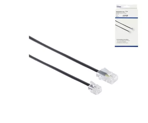 DINIC DSL Modular/Western cable RJ11 8P4C male to RJ45 6P4C male, black, length 6.00m, DINIC box