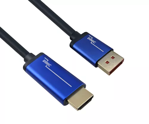 Premium Displayport 1.4 auf HDMI Kabel, 4K@60Hz, 3D, HDR, 1x DP auf 1x HDMI Stecker, DINIC Bix mit Euroloch, 2m