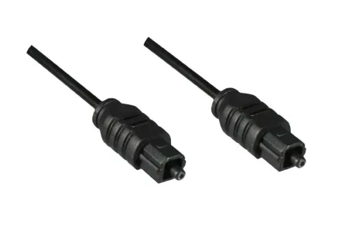 Câble Toslink, longueur 2,00m en noir, diamètre 2mm, connecteur plastique