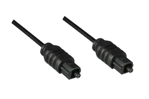 Cable Toslink, longitud 3,00 m en negro, 2 mm de diámetro, conector de plástico