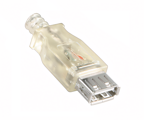 USB 2.0 pikendus A-pistikupesa, UL 2725, topeltvarjestatud, läbipaistev, DINIC polübag, pikkus 0,50m.