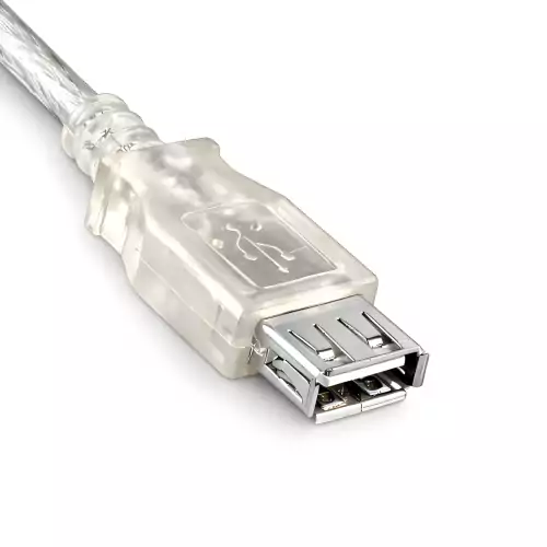USB 2.0 verlenging A stekker naar contactdoos, UL 2725, dubbel afgeschermd, transparant, DINIC polyzak, lengte 0,50m