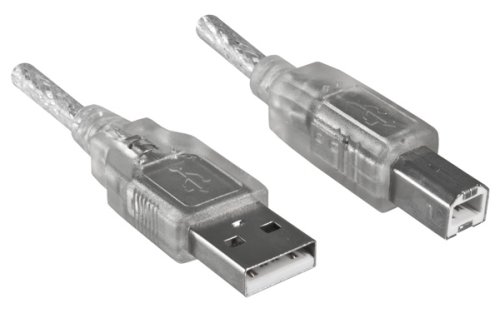 USB 2.0 cable A plug to B plug, UL 2725, double shielded, transparent, DINIC polybag, length 2.00m