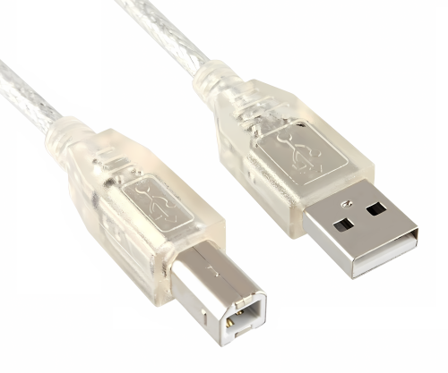 Cabo USB 2.0 ficha A para ficha B, UL 2725, blindagem dupla, transparente, saco de polietileno DINIC, comprimento 2,00m