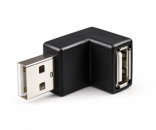Adaptador USB ficha A para tomada A com ângulo de 90° para cima