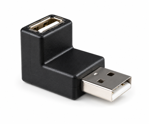 Adaptador USB ficha A para tomada A com ângulo de 90° para cima