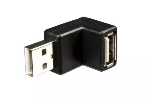 Adaptador USB ficha A para tomada A com ângulo de 90° para cima