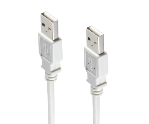 Kabel USB 2.0 Hi-Speed, od vtiča A do vtiča A, bel, škatla DINIC z luknjo Euro, dolžina 1,80 m