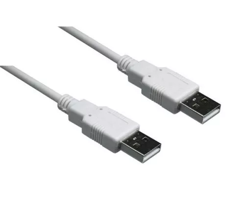 USB 2.0 Hi-Speed Kabel A auf A Stecker, weiß, DINIC Box mit Euroloch, Länge 1,80m