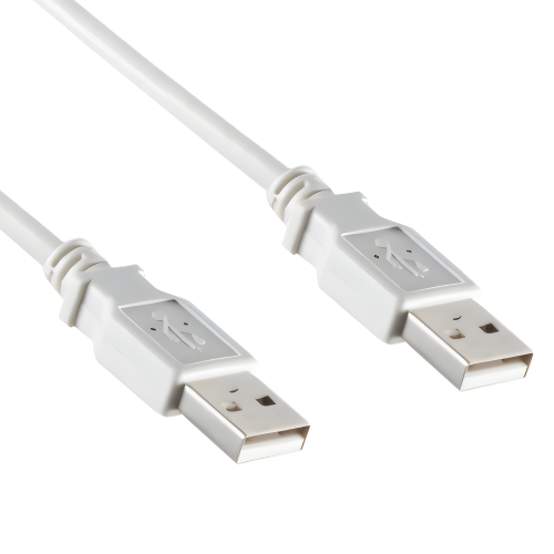 USB 2.0 Hi-Speed Kabel A auf A Stecker, weiß, DINIC Box mit Euroloch, Länge 1,80m