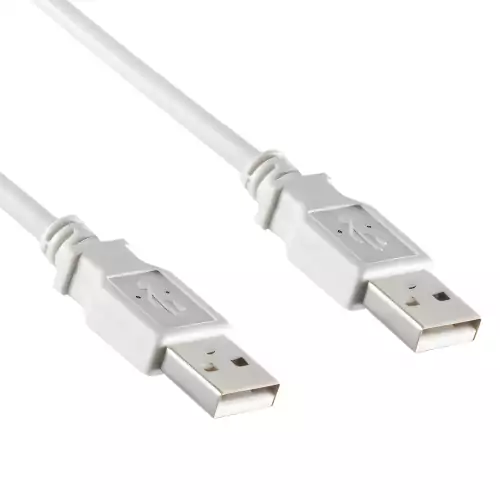 USB 2.0 Hi-Speed kabel A naar A plug, wit, DINIC doos met Euro gat, lengte 1.80m