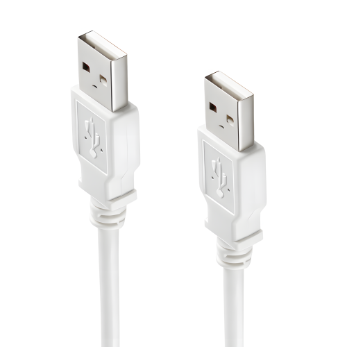 USB 2.0 Hi-Speed Kabel A auf A Stecker, weiß, DINIC Box mit Euroloch, Länge 1,80m