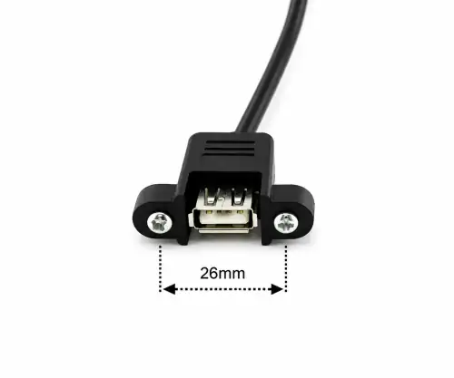 USB 2.0 mounting cable A male to A female, 50cm A female screw-on, incl. 2 screws distance 26mm