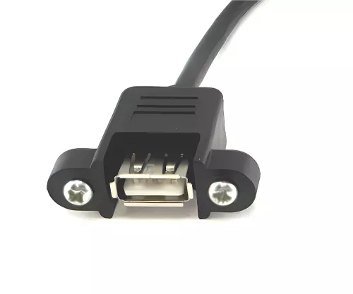 USB 2.0 Montagekabel A Stecker auf A Buchse, 50cm A Bu. anschraubbar, inkl. 2 Schrauben Abstand 26mm