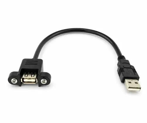 Cavo di montaggio USB 2.0 da A maschio ad A femmina, 1 m A femmina a vite, incl. 2 viti distanza 26 mm