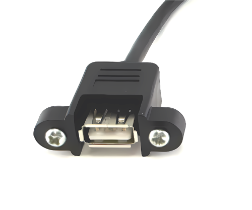 USB 2.0 mounting cable A male to A female, 1m A female screw-on, incl. 2 screws distance 26mm