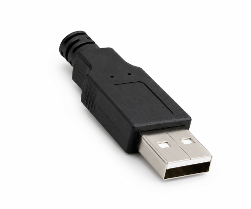 Kabel USB 2.0 od A do B z desnim kotom, AWG 28/24, črn, dolžina 0,50 m