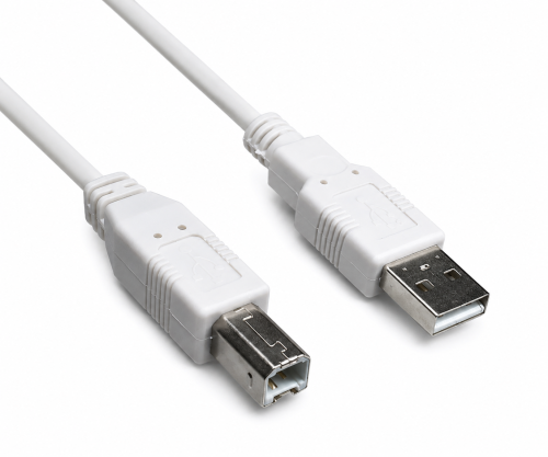 DINIC USB 2.0 Kabel A Stecker auf B Stecker, 28 AWG / 2C, 26 AWG / 2C, grau, DINIC Polybag, Länge 2m