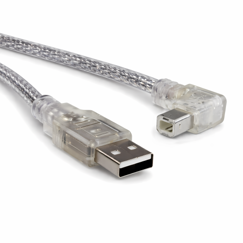 Cabo USB 2.0 A para B St. ângulo esquerdo, AWG 28/24, transparente, 2,00m