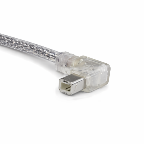 Cabo USB 2.0 A para B St. ângulo esquerdo, AWG 28/24, transparente, 2,00m