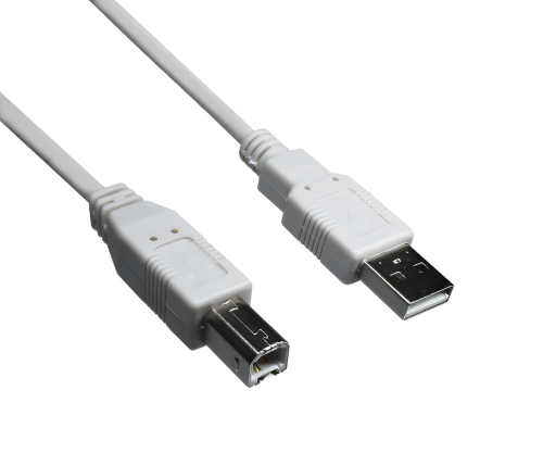Cabo DINIC USB 2.0 ficha A para ficha B, 28 AWG / 2C, 26 AWG / 2C, cinzento, saco plástico DINIC, comprimento 3,00m