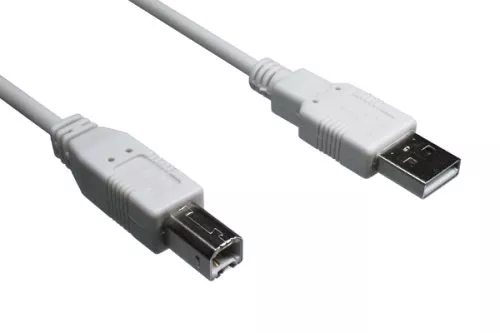 USB 2.0 Cable A male to B male, UL 2725, 28 AWG / 2C, 26 AWG / 2C, grey, 1,80m