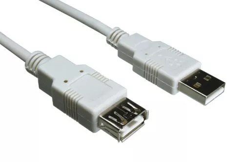 USB 2.0 Verlängerung A St. auf A Bu., UL 2725, 28 AWG/2C, 26 AWG/2C, grau, 3,00m