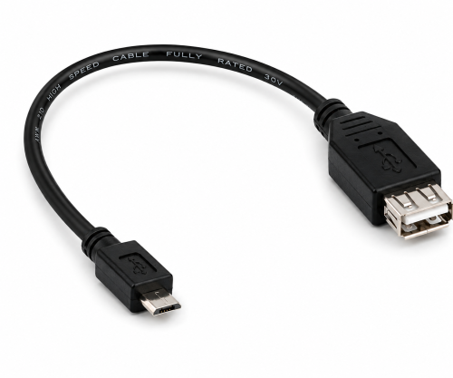 Adaptateur USB A femelle vers micro B mâle OTG, pour connexion à des appareils compatibles OTG, noir, 0,10m