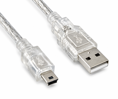 Cavo DINIC USB 2.0, da spina A a mini spina 5pin, AWG 28/26, trasparente, 2,00 m, DINIC Box