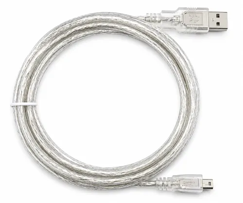 Кабел Mini USB 2.0, от щепсел A до 5-пинов мини щепсел, прозрачен, 2,00 м, полиетиленова торбичка DINIC