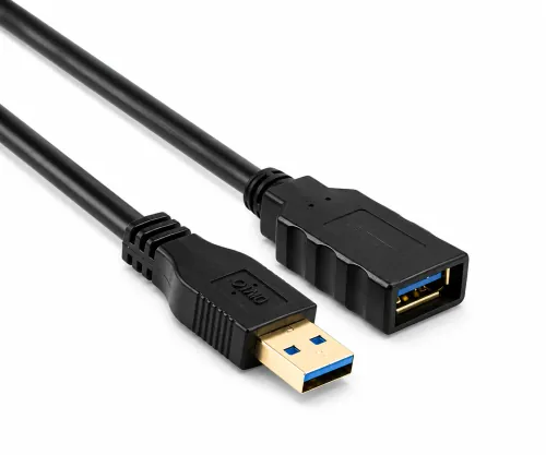 USB 3.0 удължител, от щепсел A до гнездо A, позлатени контакти, черен, 2,00 м, кутия DINIC