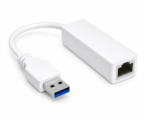 Adaptador USB para Gbit LAN para MAC e PC, ficha USB 3.0 (2.0) A para tomada RJ45, branco, caixa DINIC com orifício europeu