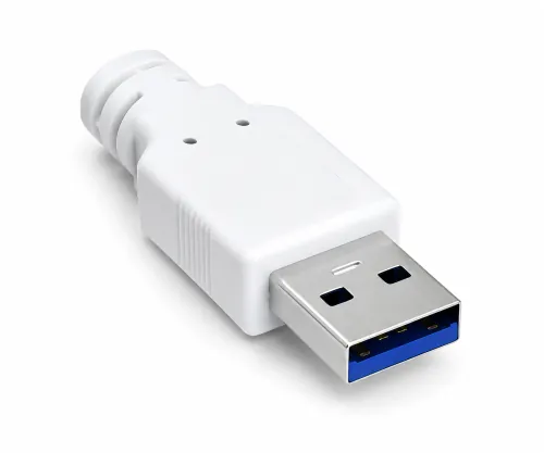 USB адаптер към Gbit LAN за MAC и PC, USB 3.0 (2.0) A щепсел към RJ45 гнездо, бял, DINIC кутия с евроотвор