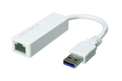 USB Adapter to Gbit LAN for MAC and PC, USB 3.0 (2.0) A male to RJ45 female, white, DINIC Box