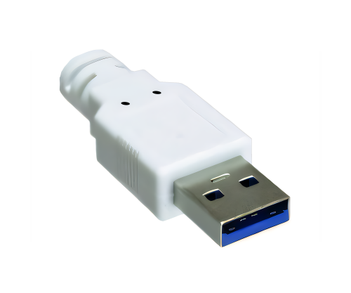 USB Adapter auf Gbit LAN für MAC und PC, USB 3.0 (2.0) A Stecker auf RJ45 Buchse, weiß, DINIC Box mit Euroloch
