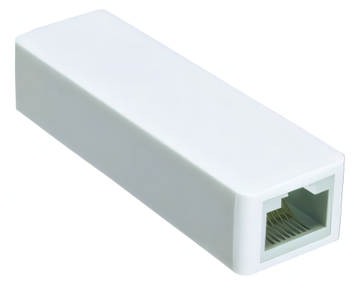 USB Adapter auf Gbit LAN für MAC und PC, USB 3.0 (2.0) A Stecker auf RJ45 Buchse, weiß, DINIC Box mit Euroloch