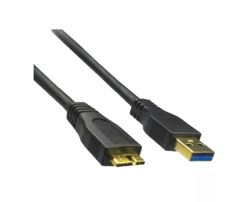 DINIC USB 3.0 cable A male to micro B male, 3P AWG 28/1P AWG 24, gold-plated contacts, lenght 2.00m, black, DINIC box