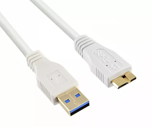 Cavo USB 3.0 da spina A a spina micro B 3.0, contatti placcati oro, bianco, 2,00 m, sacchetto di plastica