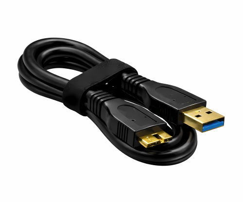 Kabel USB 3.0 zástrčka A na zástrčku micro B 3.0, pozlacené kontakty, černý, 3,00 m, polybag DINIC