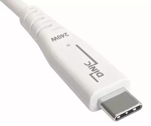 Kabel DINIC USB C 4.0, 240 W PD, 40 Gb/s, bílý, 0,5 m, typ C na C, vnější průměr 5,2 mm, TPE, čip E-Mark, krabička DINIC