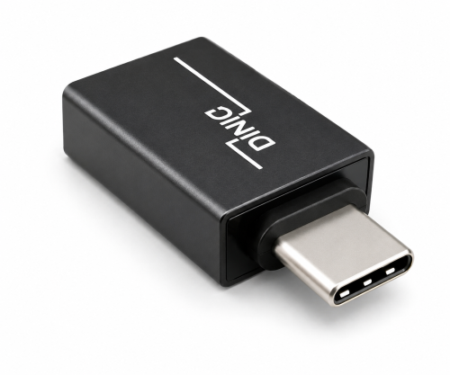 Adapter, USB C-stik til USB A-stik aluminium, space grey, DINIC-boks med eurohul
