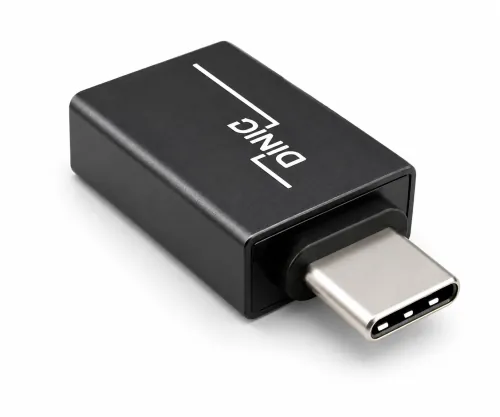 Адаптер, USB C щепсел към USB A гнездо, алуминий, космическо сиво, DINIC кутия с евроотвор