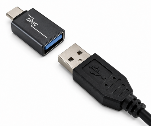 Adapter, USB C-stik til USB A-stik aluminium, space grey, DINIC-boks med eurohul