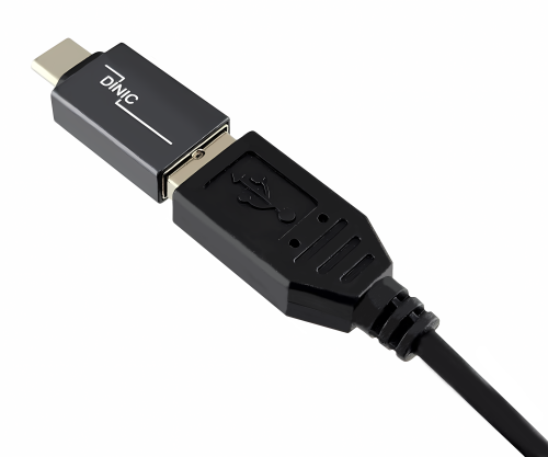 Adaptér, zástrčka USB C do zásuvky USB A, hliníková, šedá, krabička DINIC s otvorem Euro